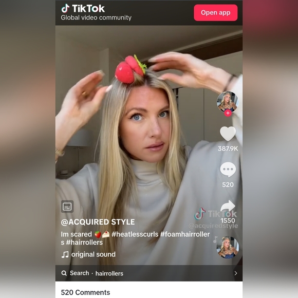 Strawberry Heatless Hair Curler - As Seen on TikTok! - Brand New 6 PCs Set - Picture 5 of 7